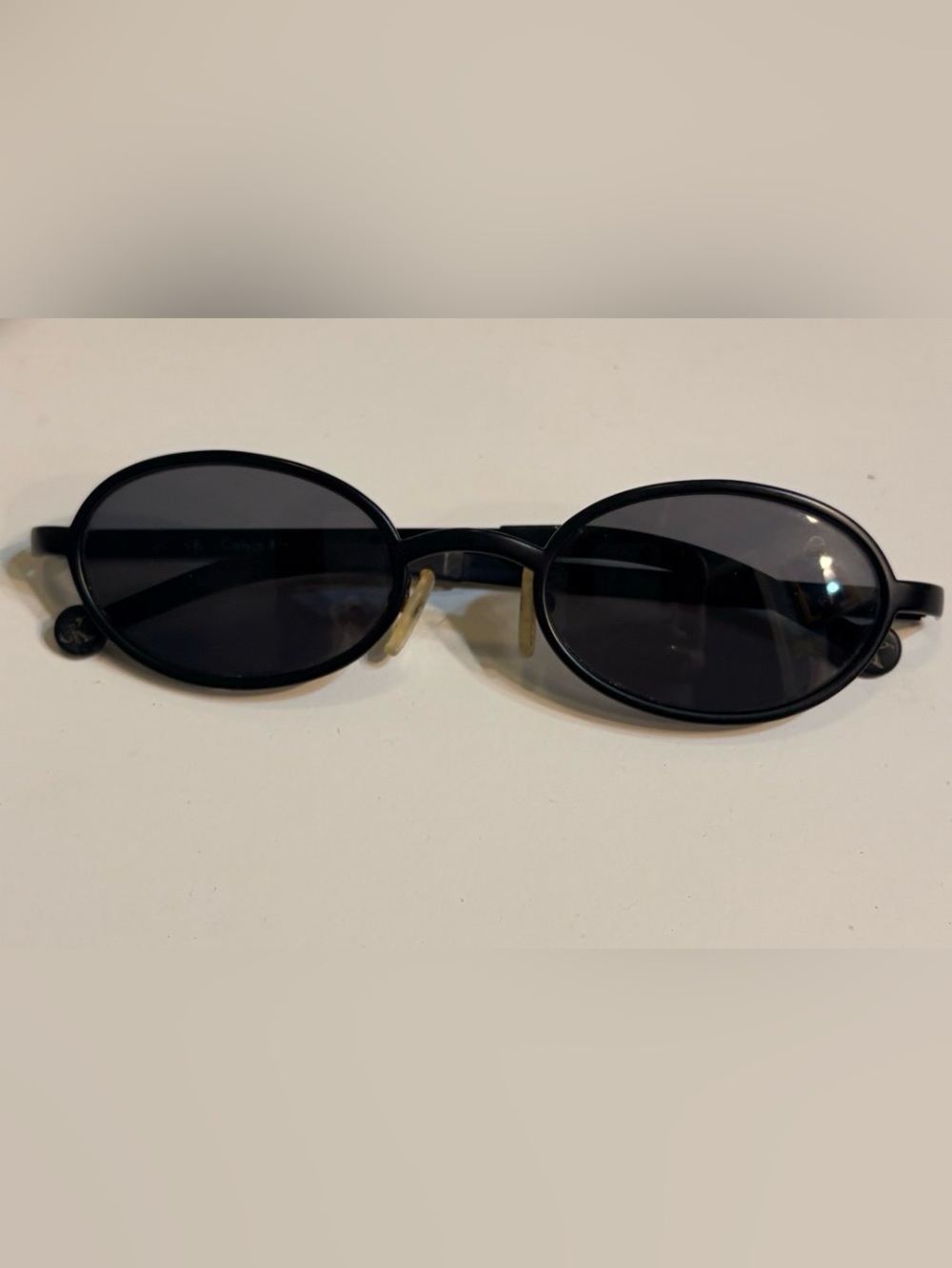 Vintage 1990s CK Calvin Klein Black Oval Collectible Designer Sunglasses 2015–68